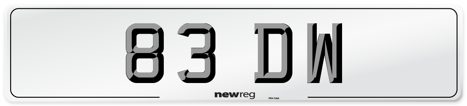 83 DW Number Plate from New Reg